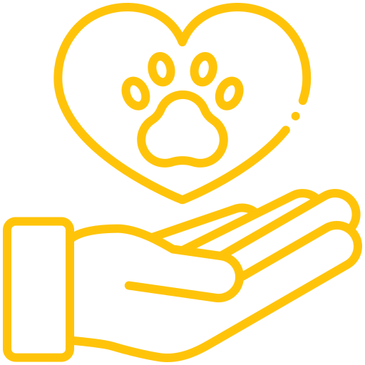 A hand holding a small paw, symbolizing care and trust